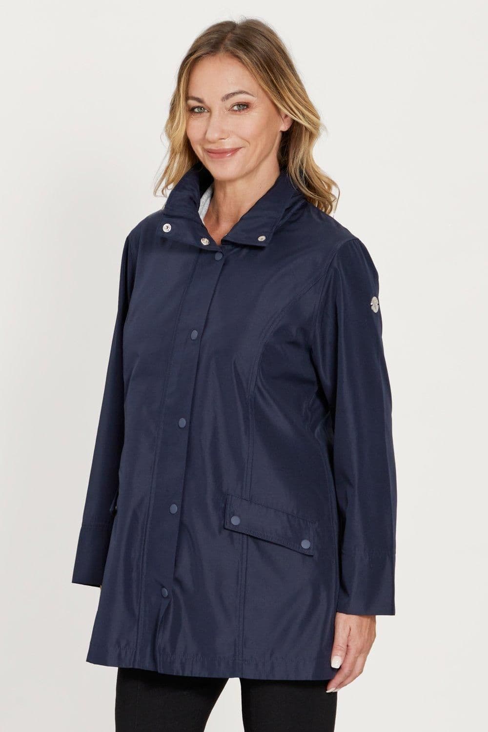 Penny Plain Women's Raincoat in Navy | Size: 18-20