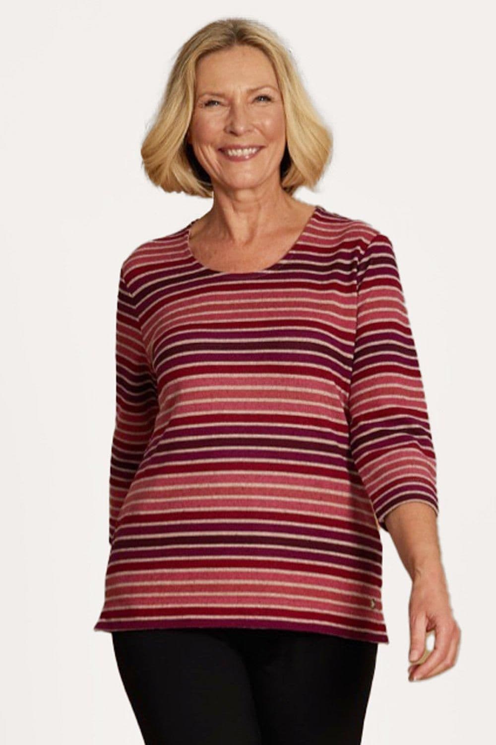 Penny Plain Women's Stripe Print Top in Purple | Size: 18-20