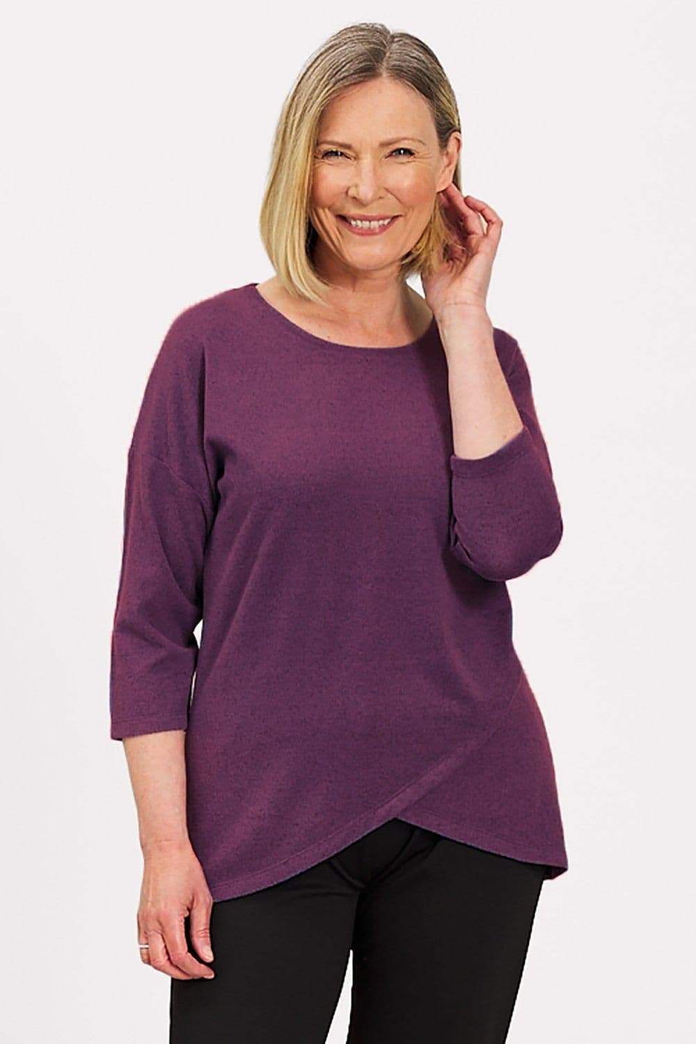 Penny Plain Women's Cross Over Hem Tunic in Purple | Size: 10-12