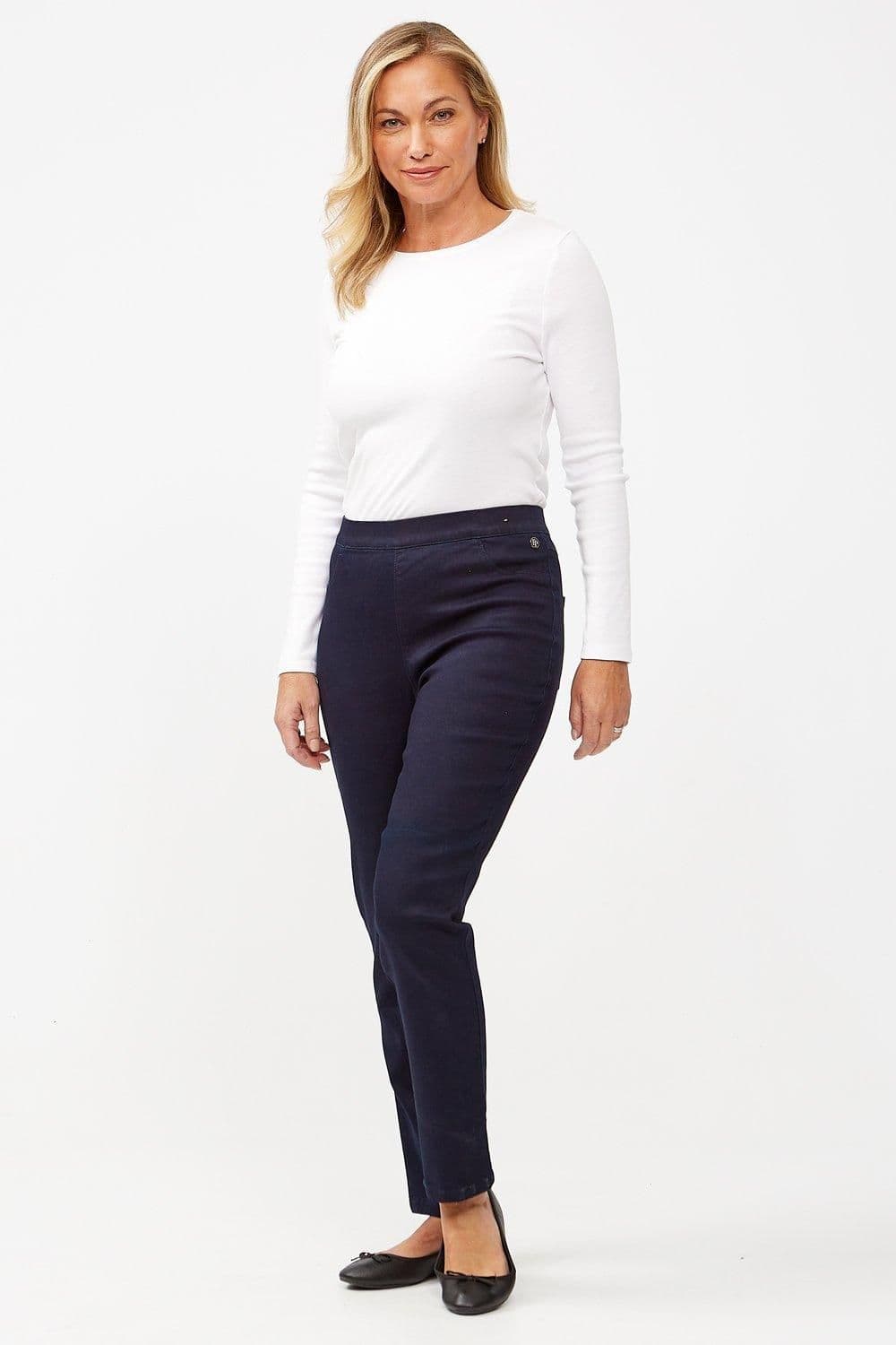 Penny Plain Women's Denim Trousers in Navy | Size: 14-16R