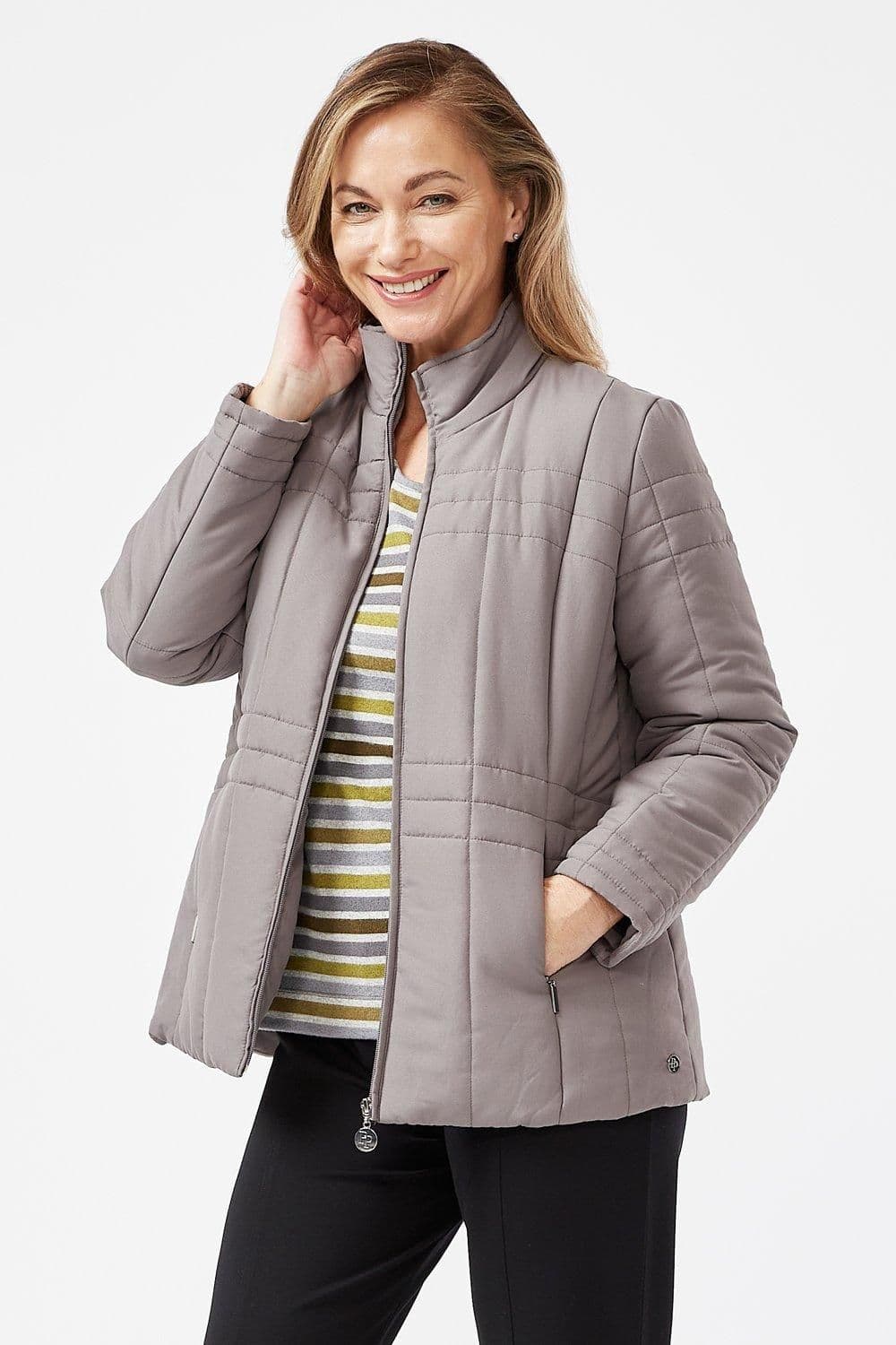Penny Plain Women's Quilted Jacket in Grey | Size: 22-24