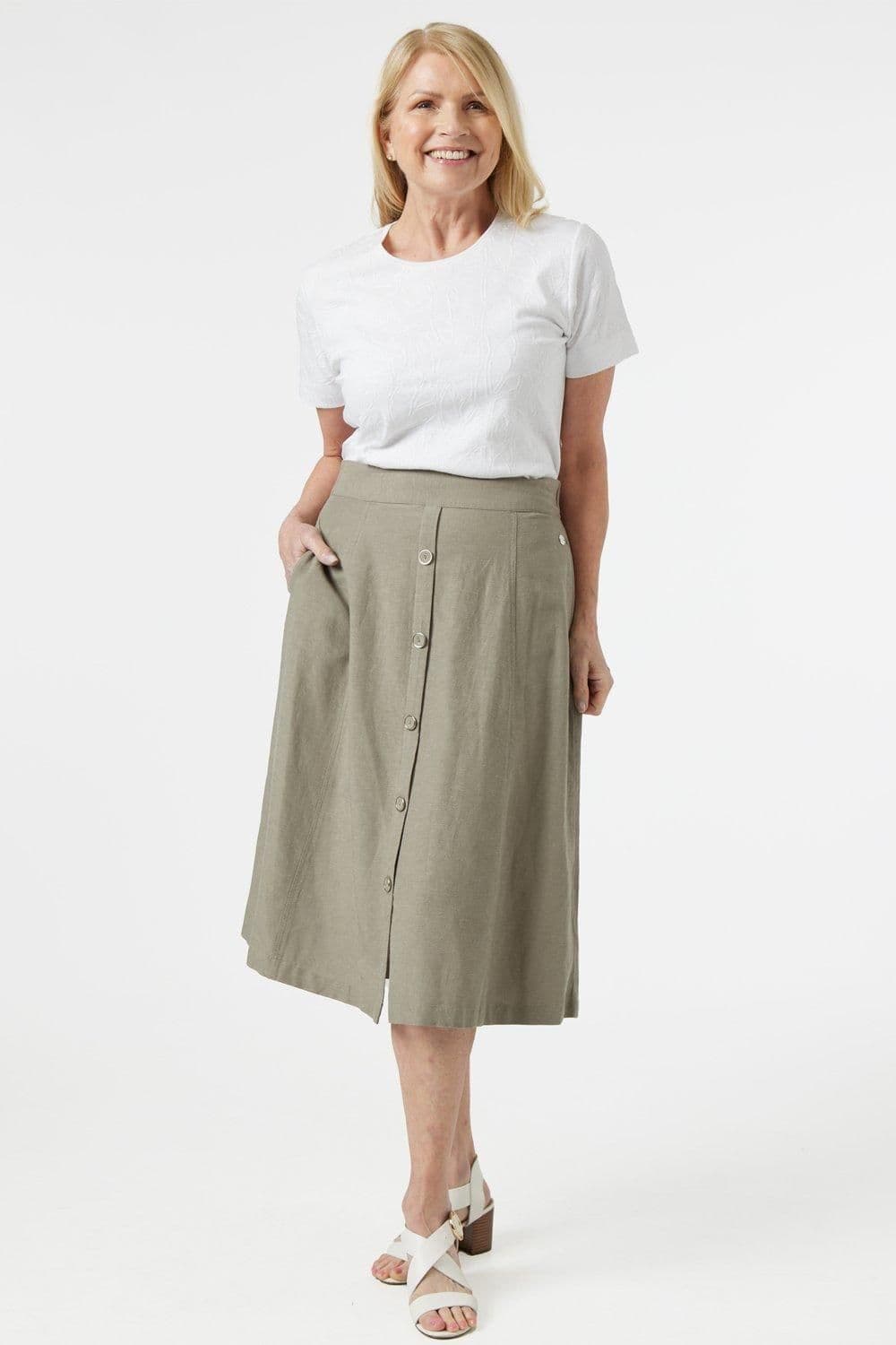 Green Button Through  Skirt