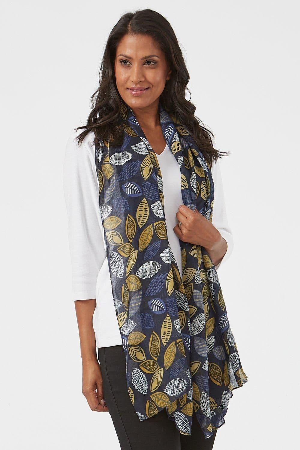 Navy All Over Print Scarf