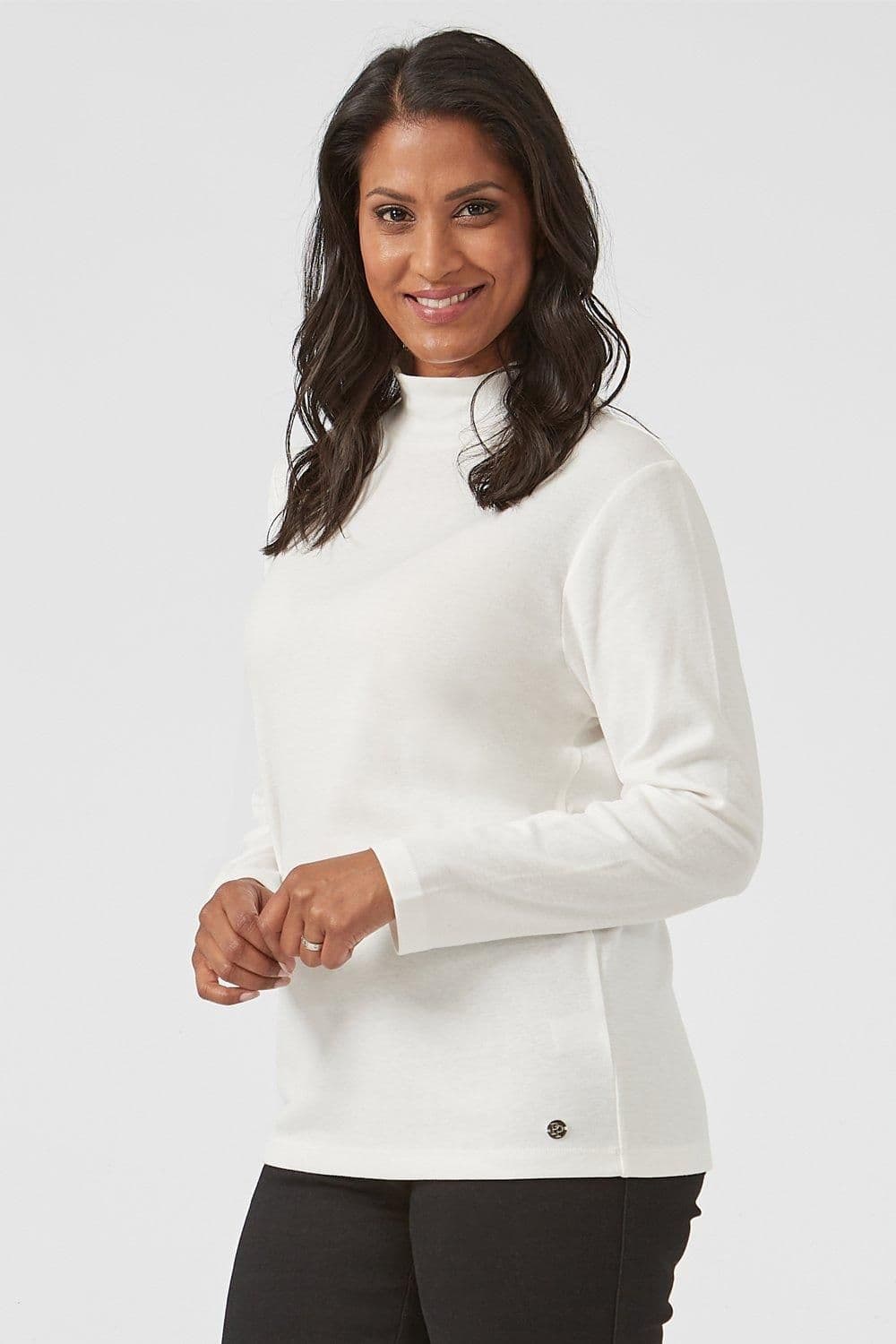 Penny Plain Women's High Neck Top in Beige | Size: 14-16