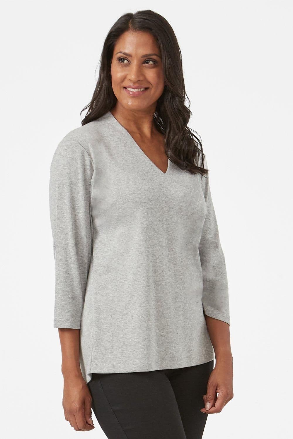Penny Plain Women's High Back V-Neck Top in Grey | Size: 8-10