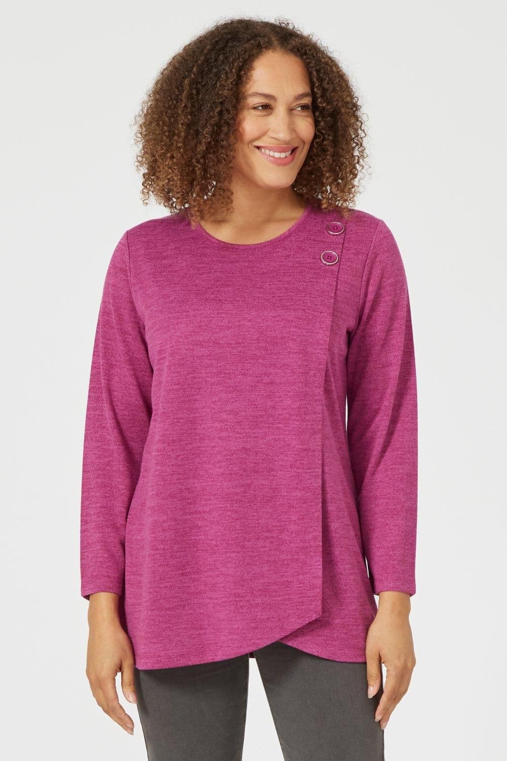 Penny Plain Asymmetric Button Top
