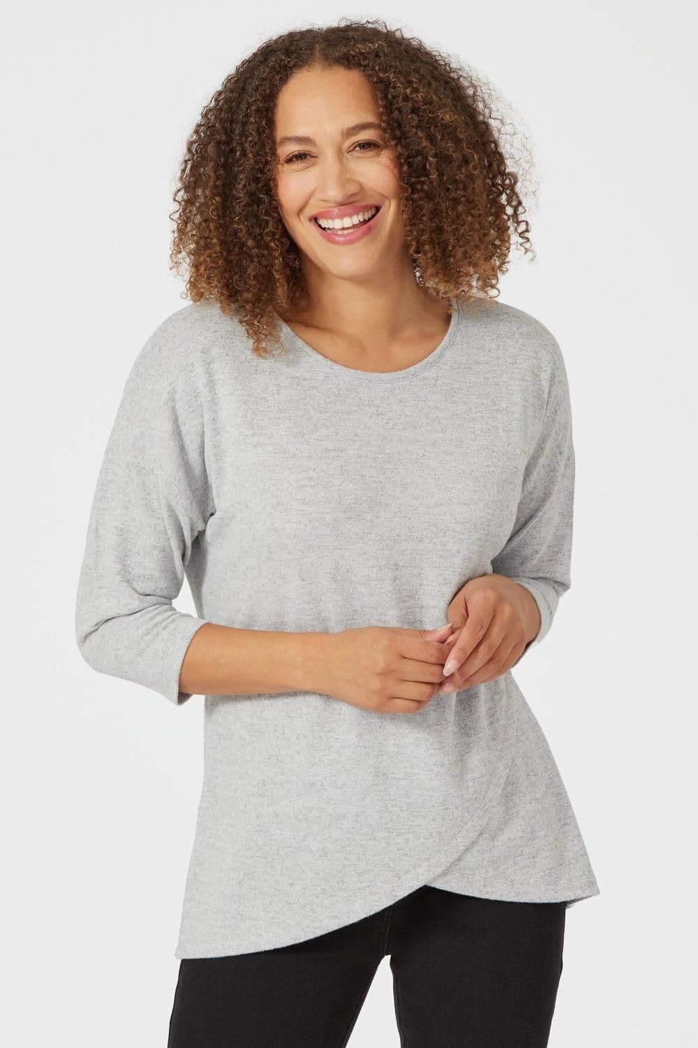 Penny Plain Women's Cross Over Hem Tunic in Beige | Size: 8-10
