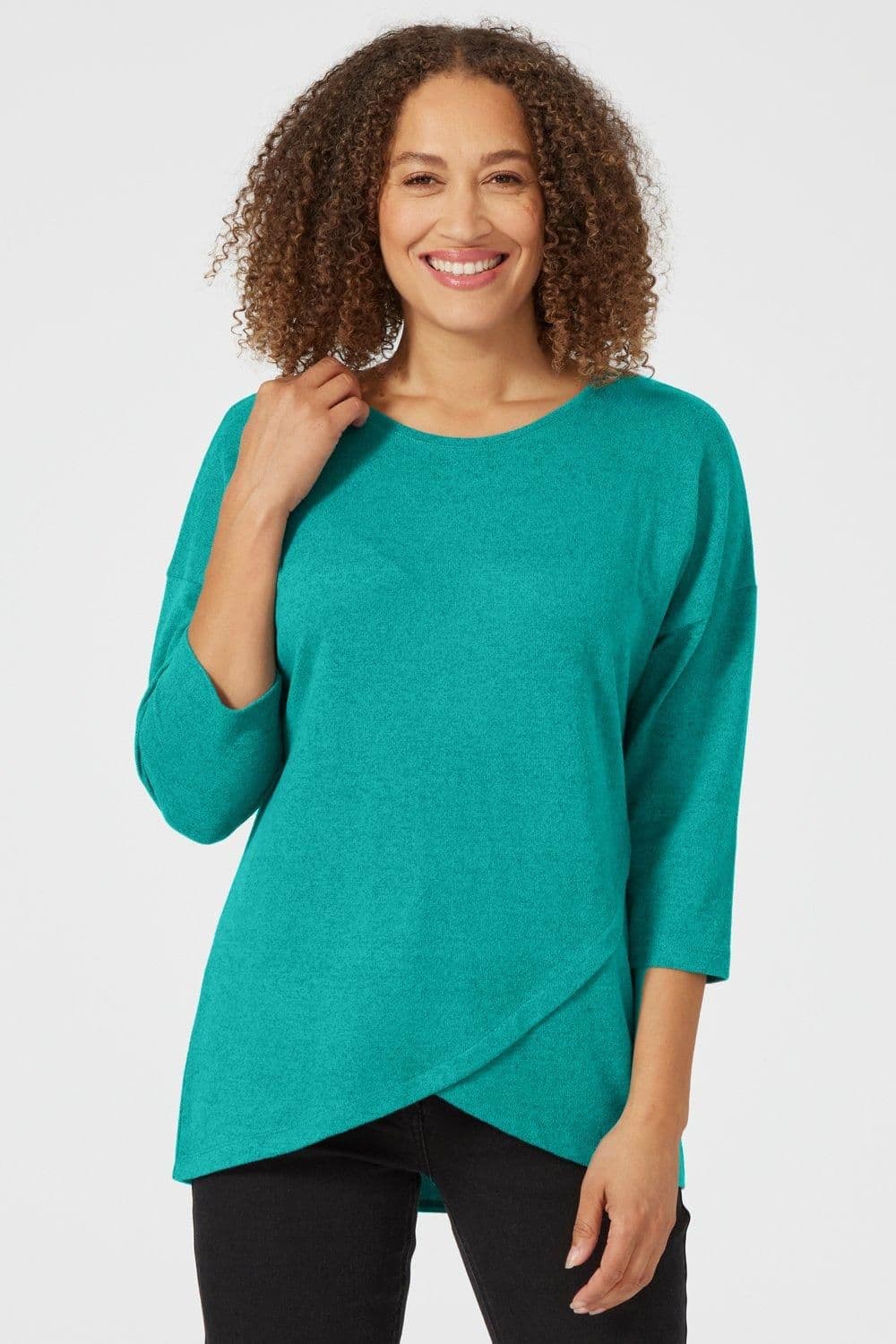 Penny Plain Women's Cross Over Hem Tunic in Blue | Size: 18-20