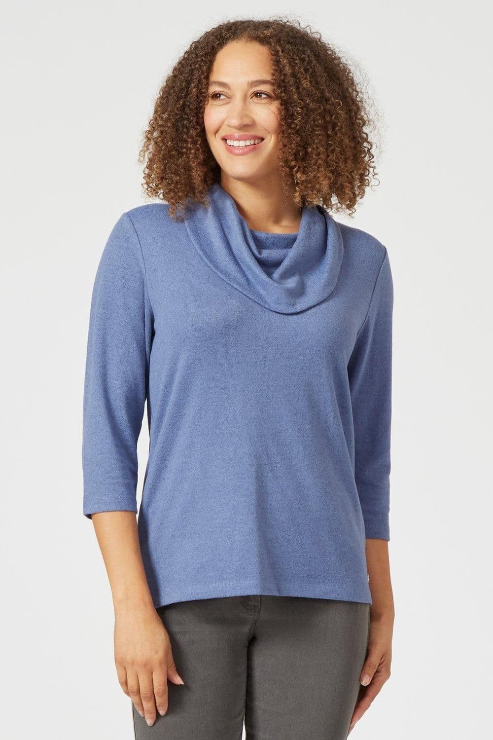 Penny Plain Women's Cuff Detail Cowl in Blue | Size: 10-12