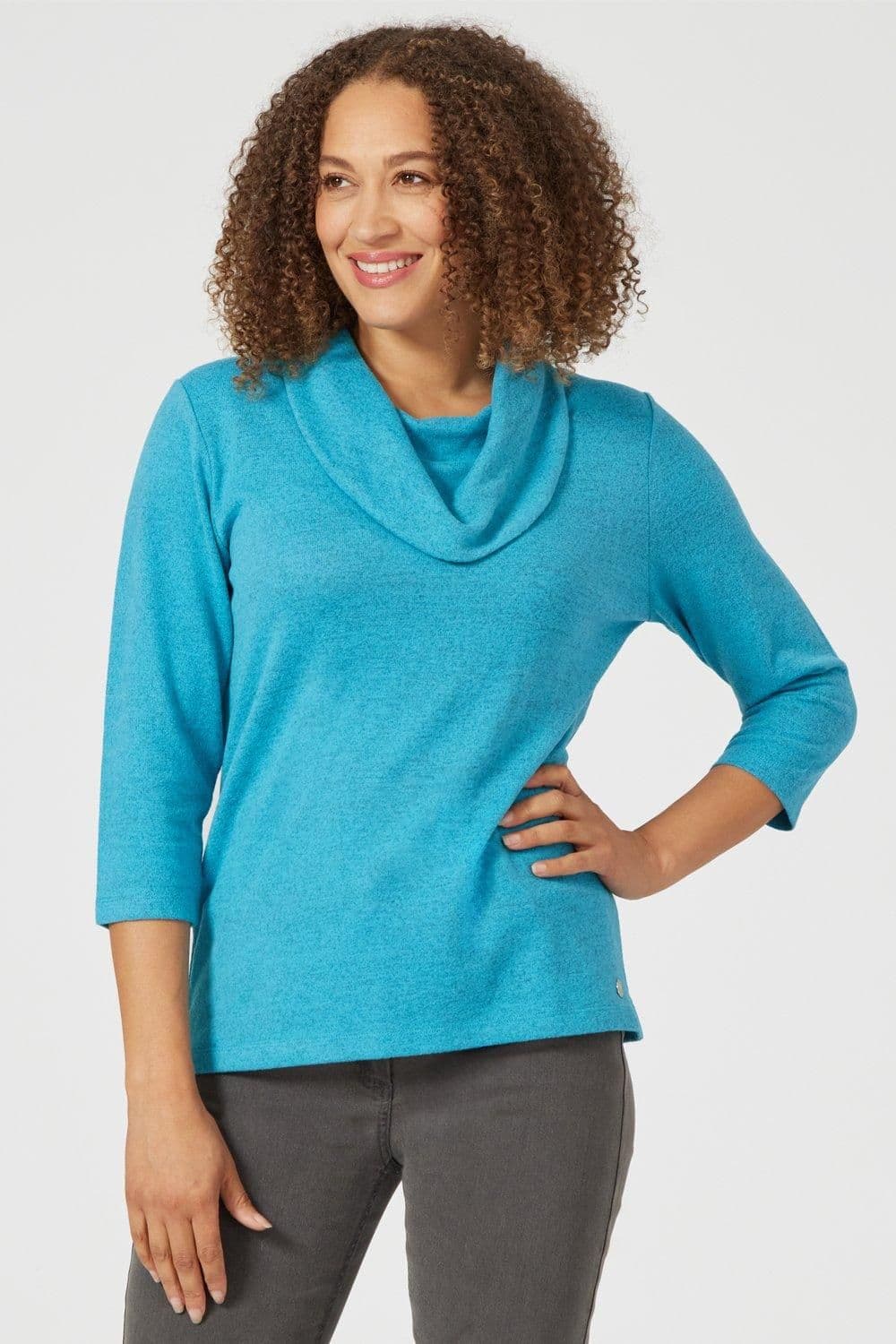 Penny Plain Women's Essential Cowl Neck Top in Blue | Size: 18-20