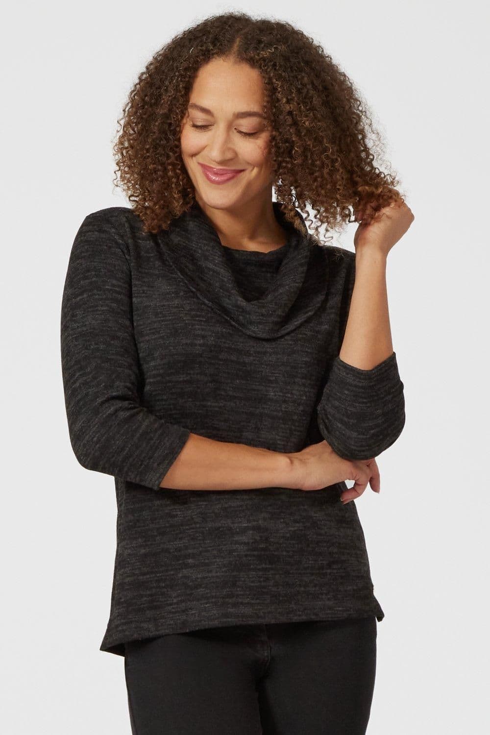 Penny Plain Women's Essential Cowl Neck Top in Grey | Size: 10-12