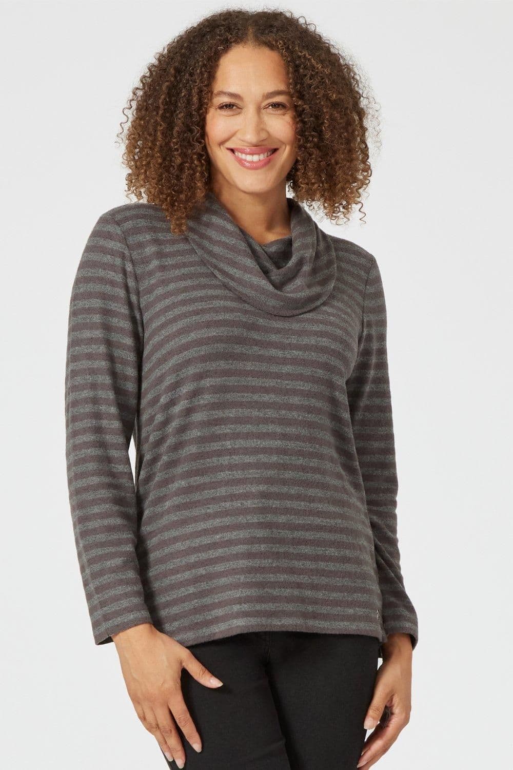 Penny Plain Stripe Cowl Neck Top