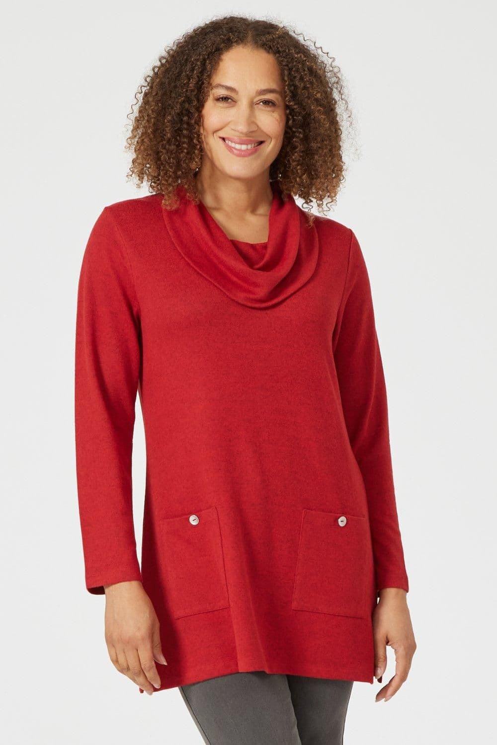 Penny Plain Women's Tunic Cowl Neck Top in Orange | Size: 18-20