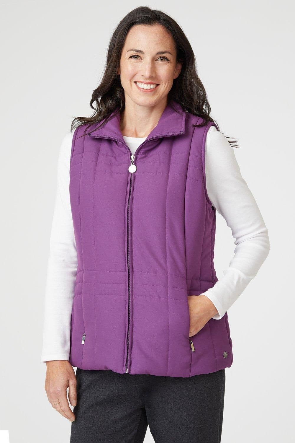 Penny Plain Women's Quilt Gilet in Purple | Size: 10-12