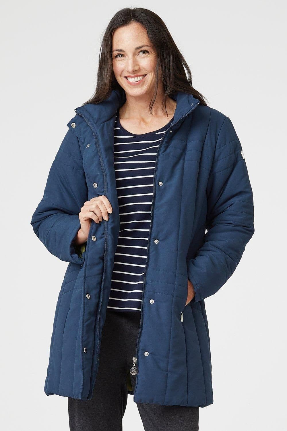 Penny Plain Women's Quilted Coat in Blue | Size: 22-24