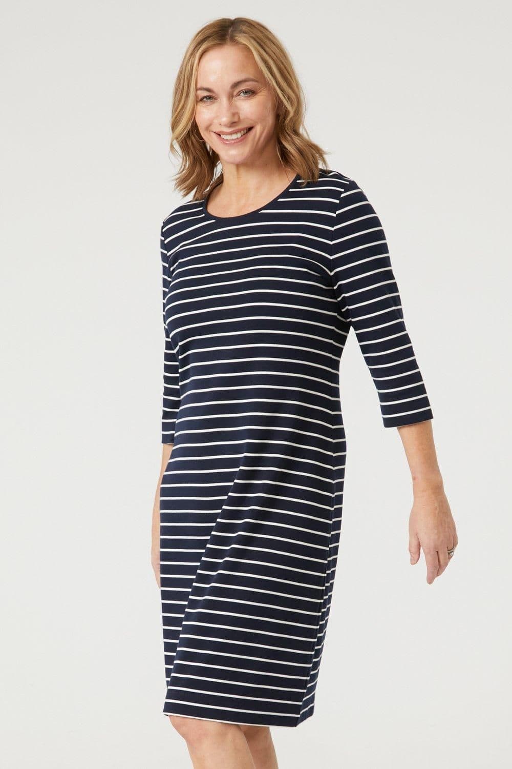 French Navy Striped Dress