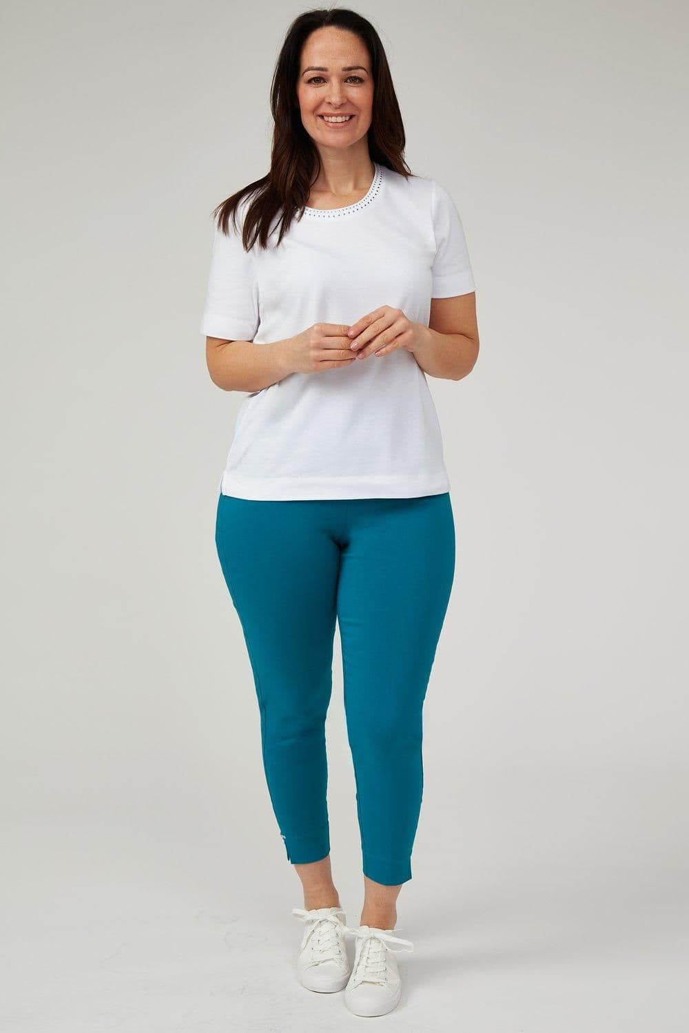 Penny Plain Women's Ankle Grazer Bengaline Trousers in Blue | Size: 12