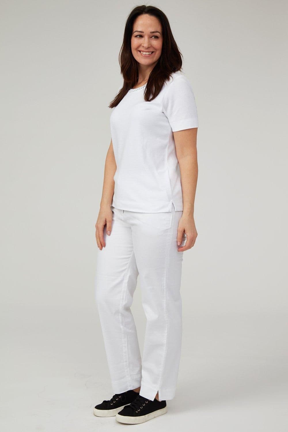 Penny Plain Women's Cotton Rich White Wash Chino | Size: 18