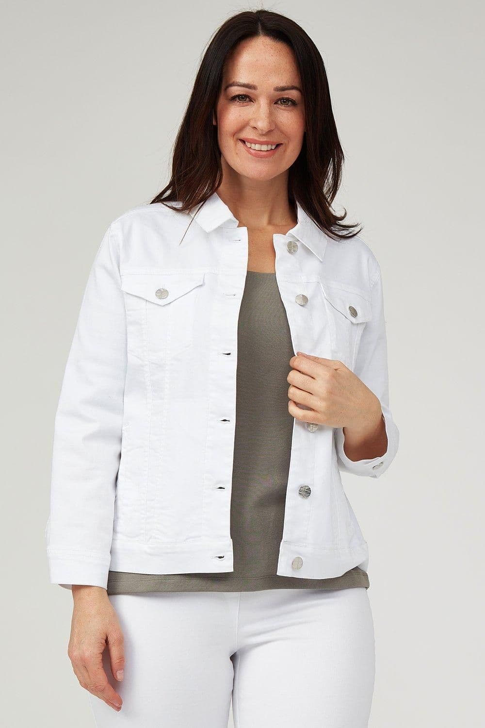 Penny Plain Women's Denim Jacket in White | Size: 14-16