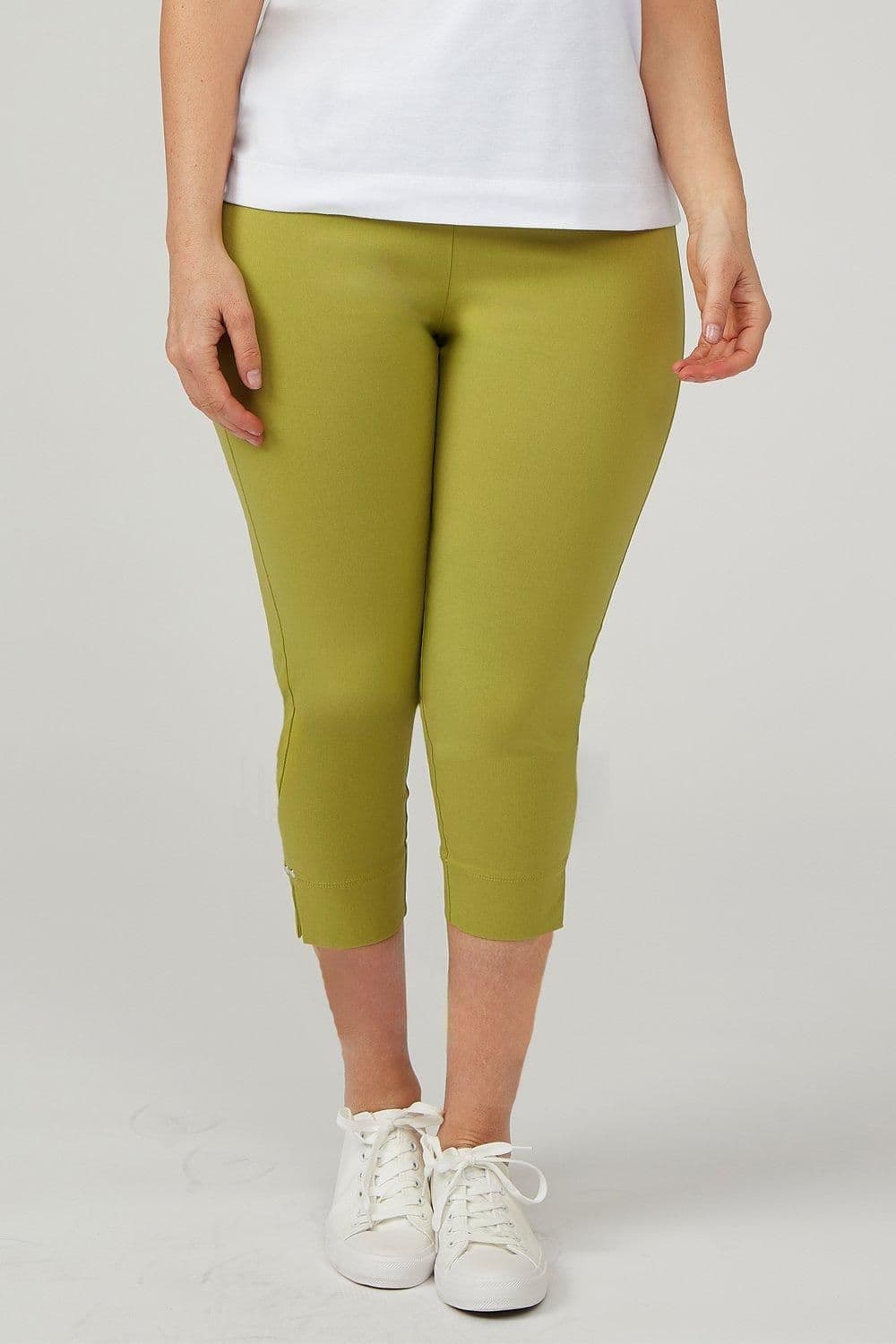 Penny Plain Women's Capri Bengaline Trousers in Green | Size: 12
