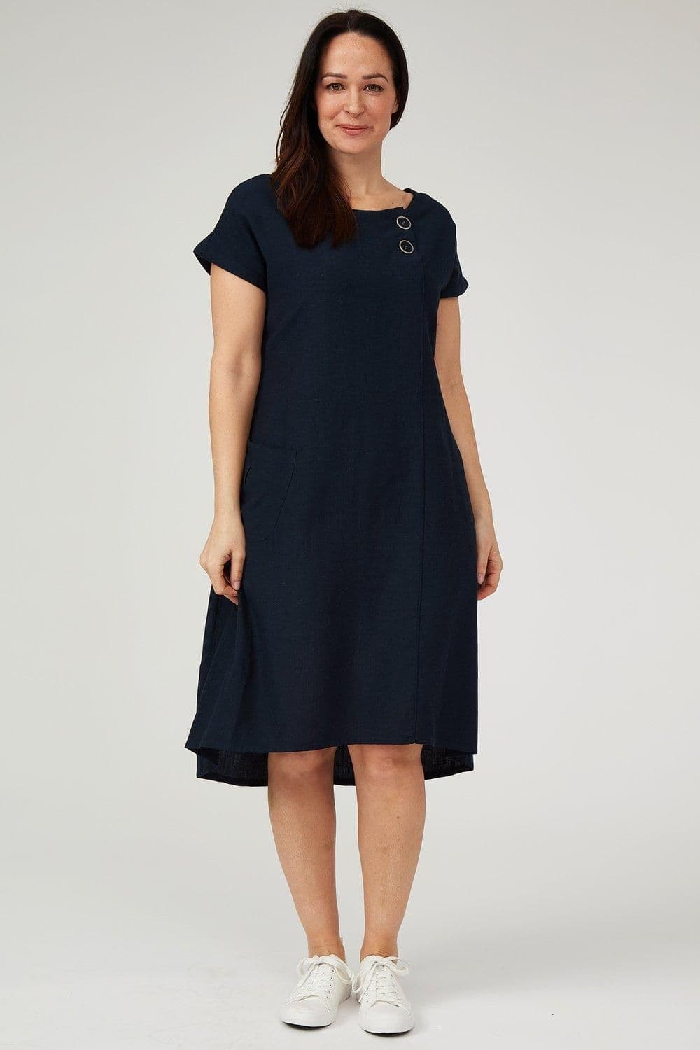 Cap Sleeve Linen Dress