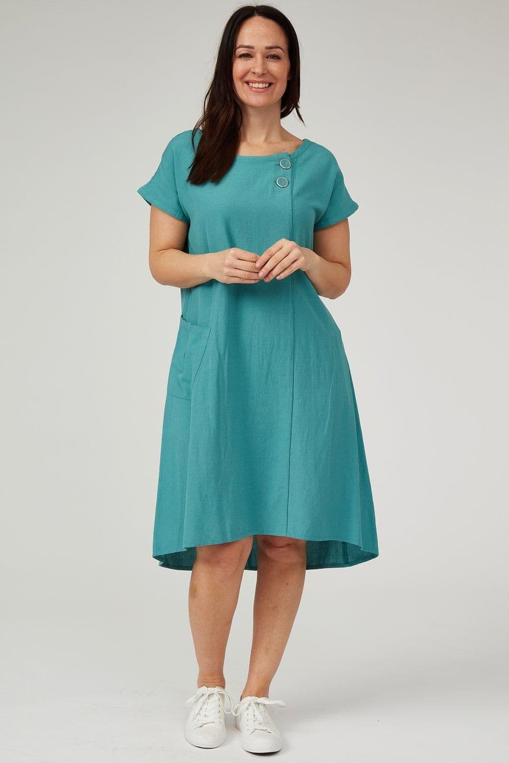 Cap Sleeve Linen Dress