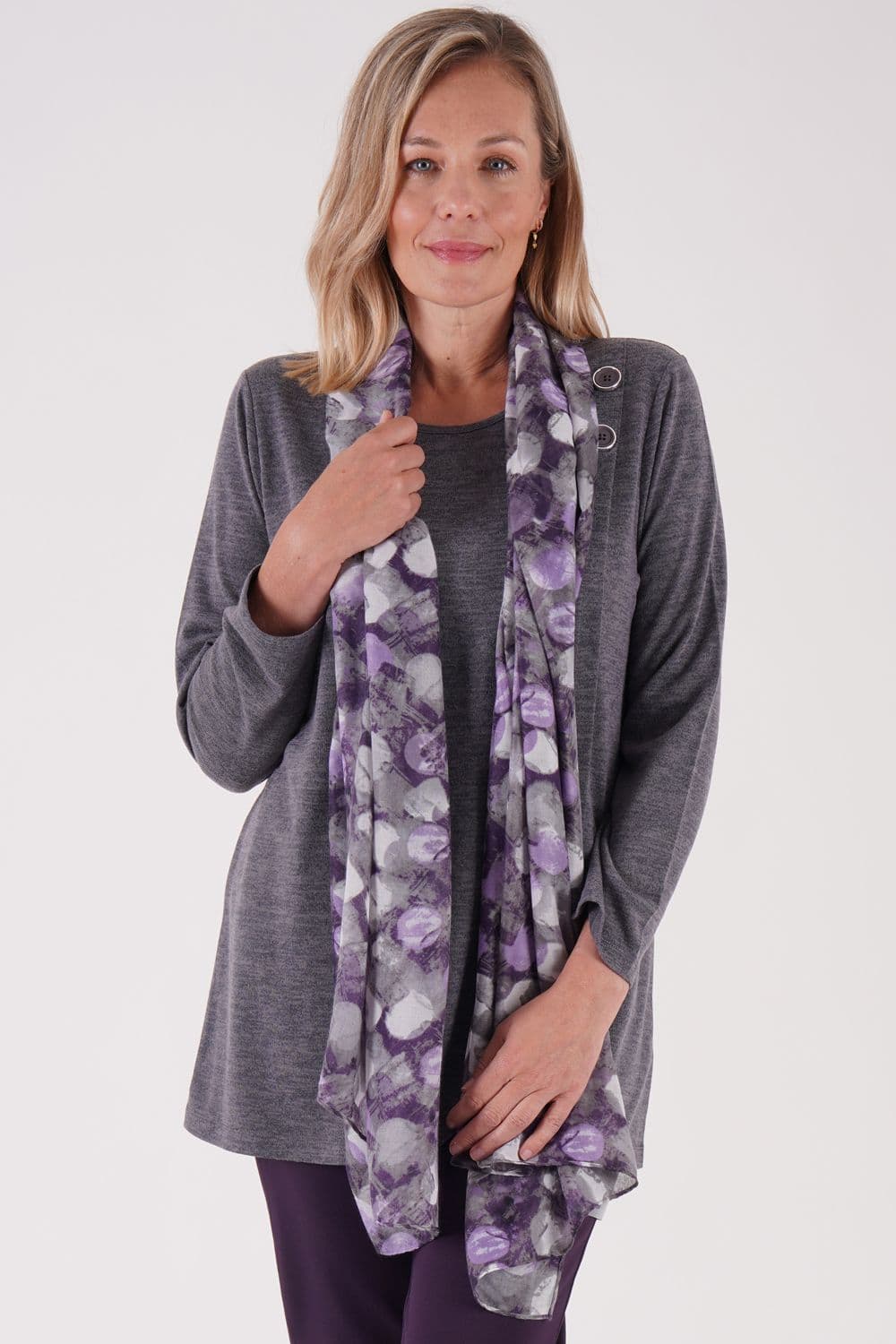 Penny Plain Women's All Over Print Scarf - Flint in Grey
