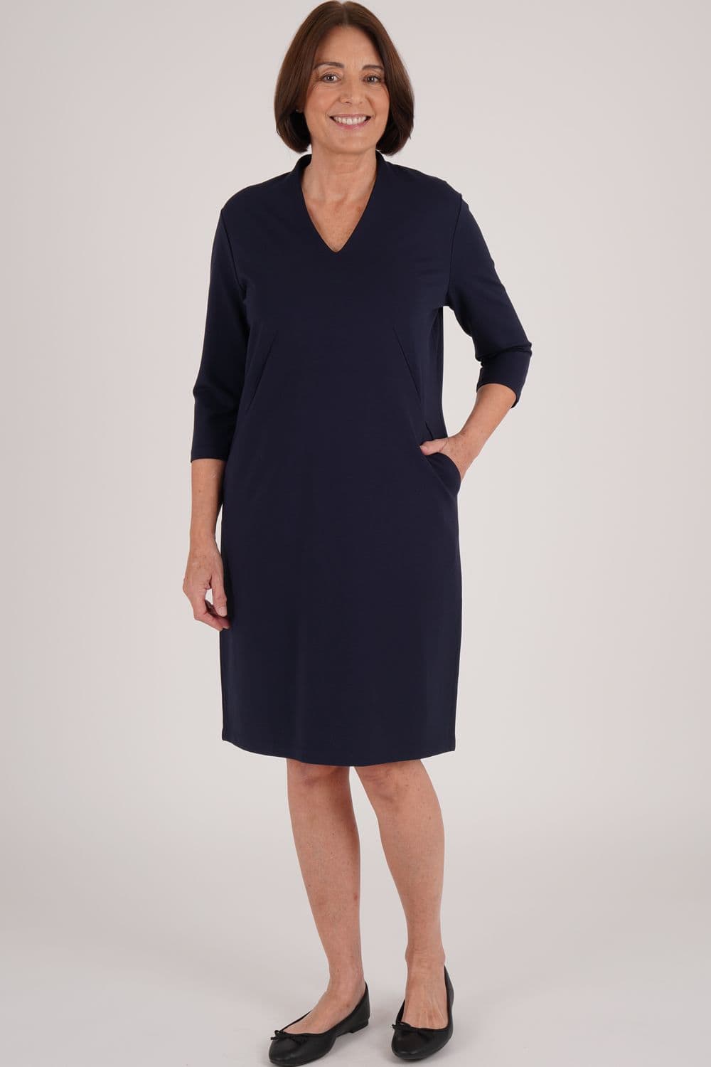 Penny Plain Women's Hi Back Dress in Navy | Size: 22-24