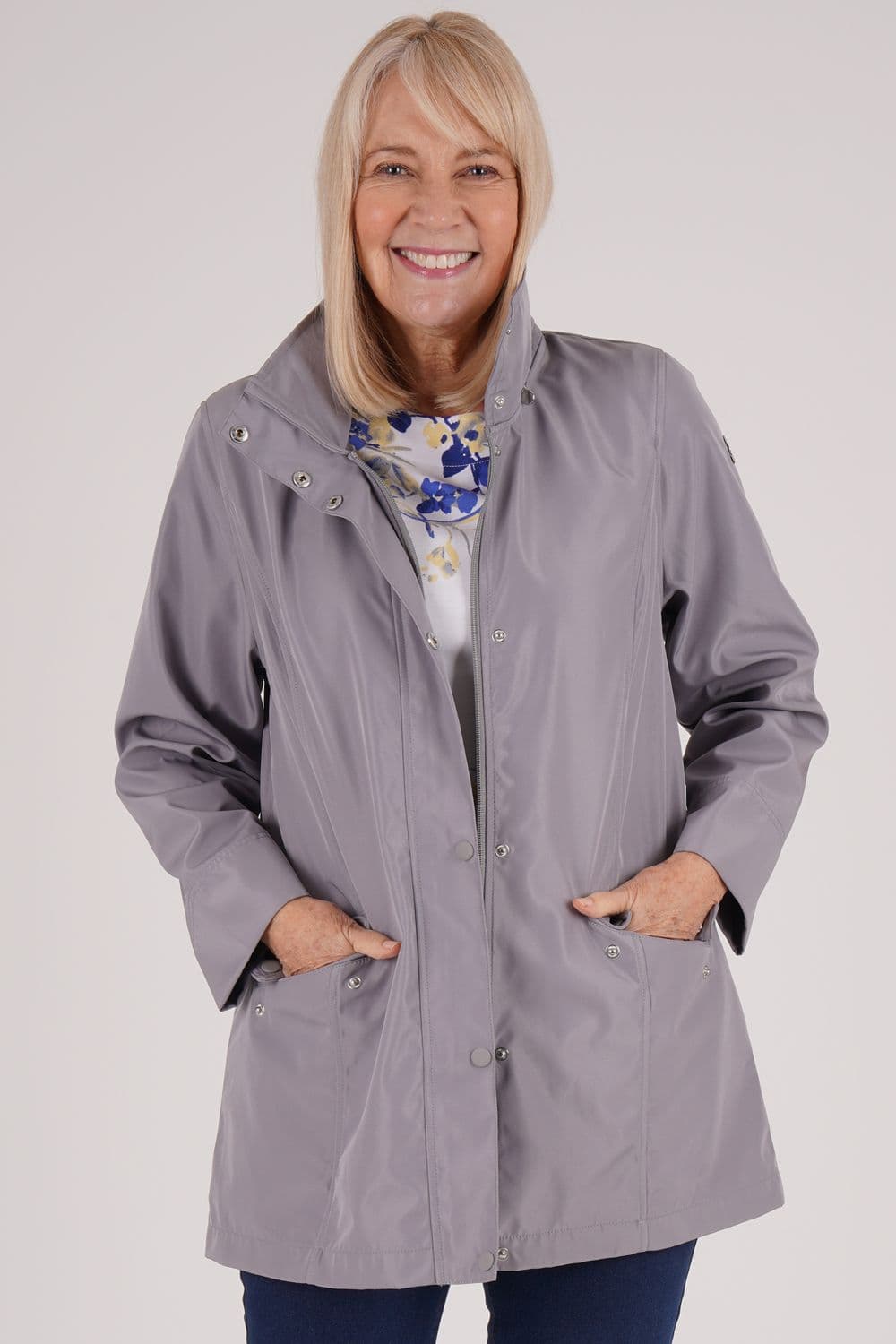 Penny Plain Women's Raincoat in Grey | Size: 22-24