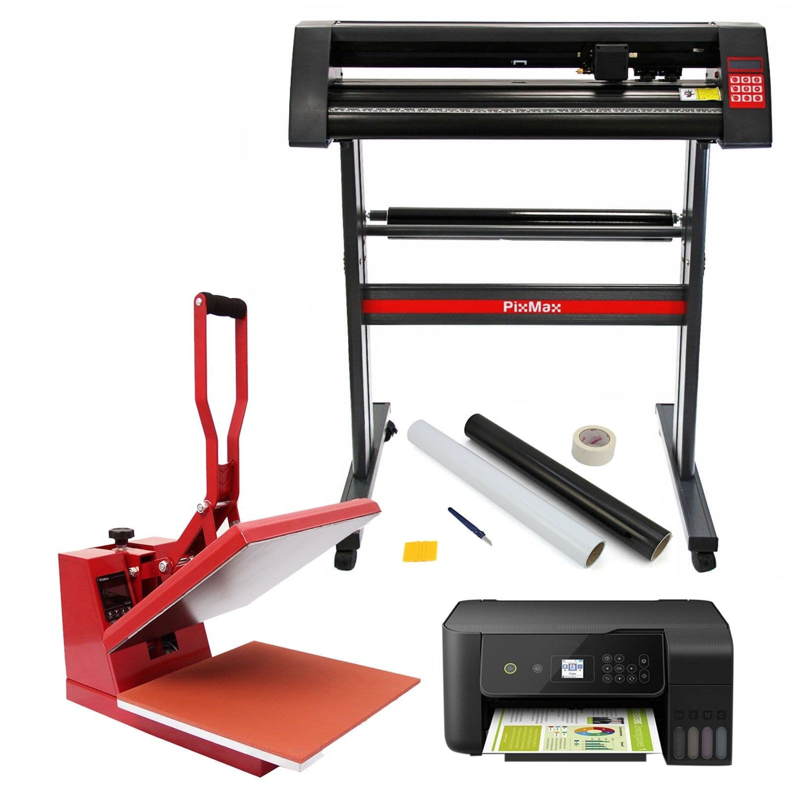 PixMax 38cm Clam Heat Press Vinyl Cutter Printer Weeding Pack