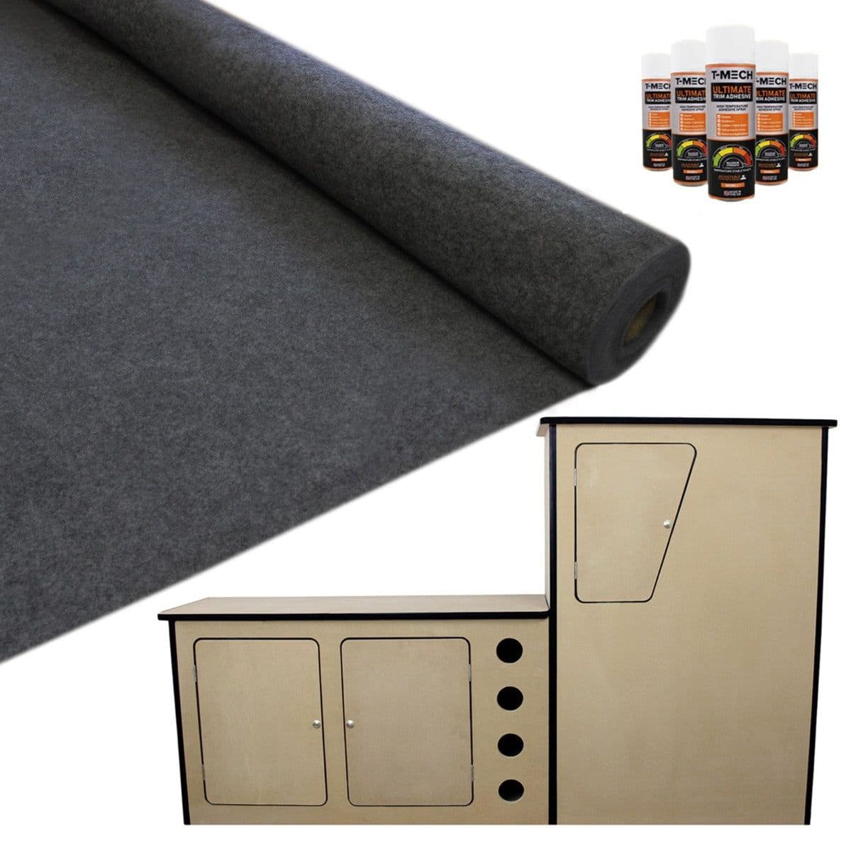 11sqm Anthracite Van Lining & Glue Camper Kitchen