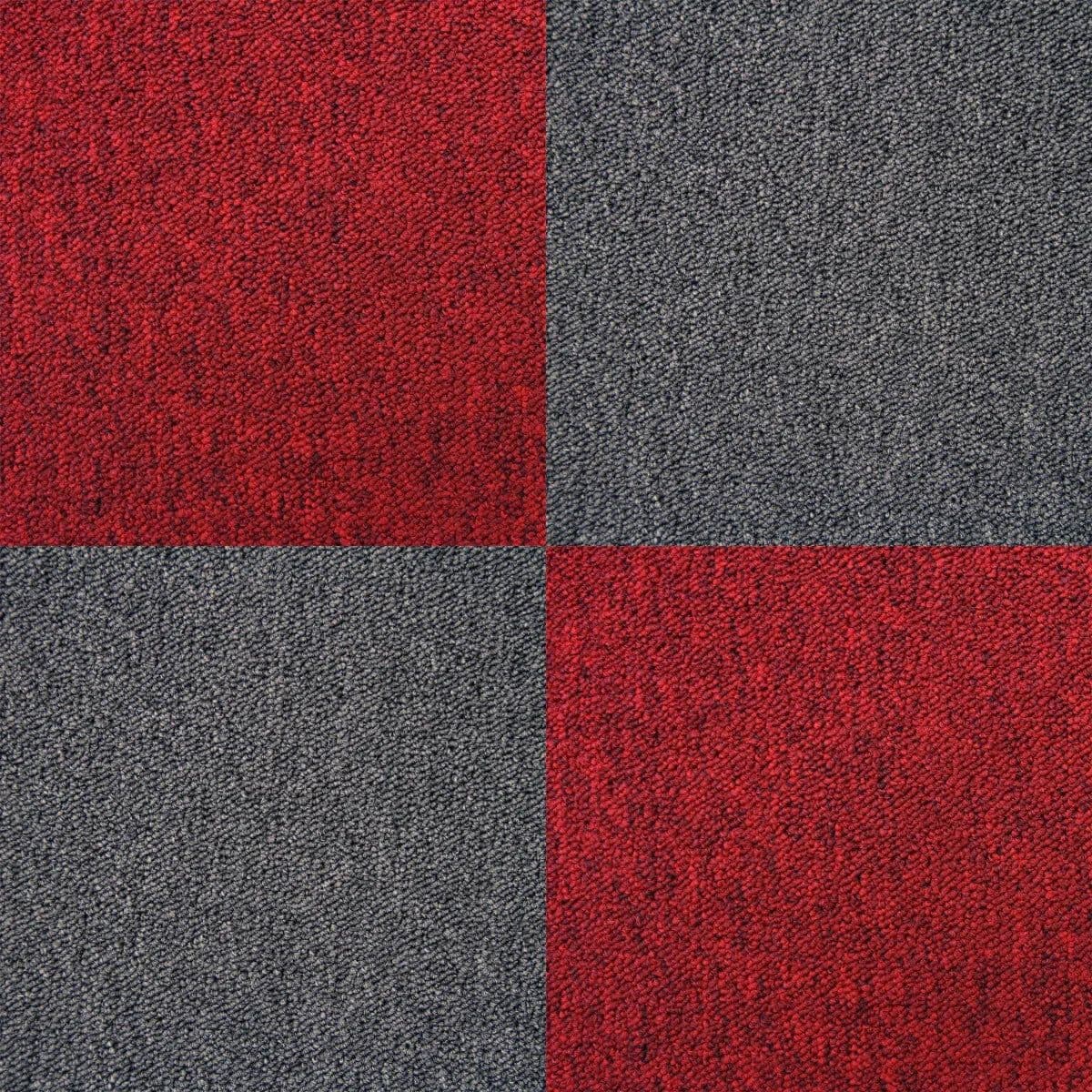 40 x Carpet Tiles 10m2 Scarlet Red & Charcoal