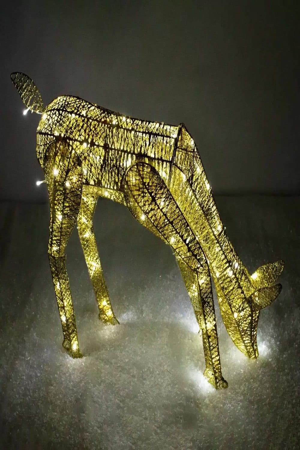 Light Up Reindeer Gold Grazing Doe 61cm 120 Ice White LED