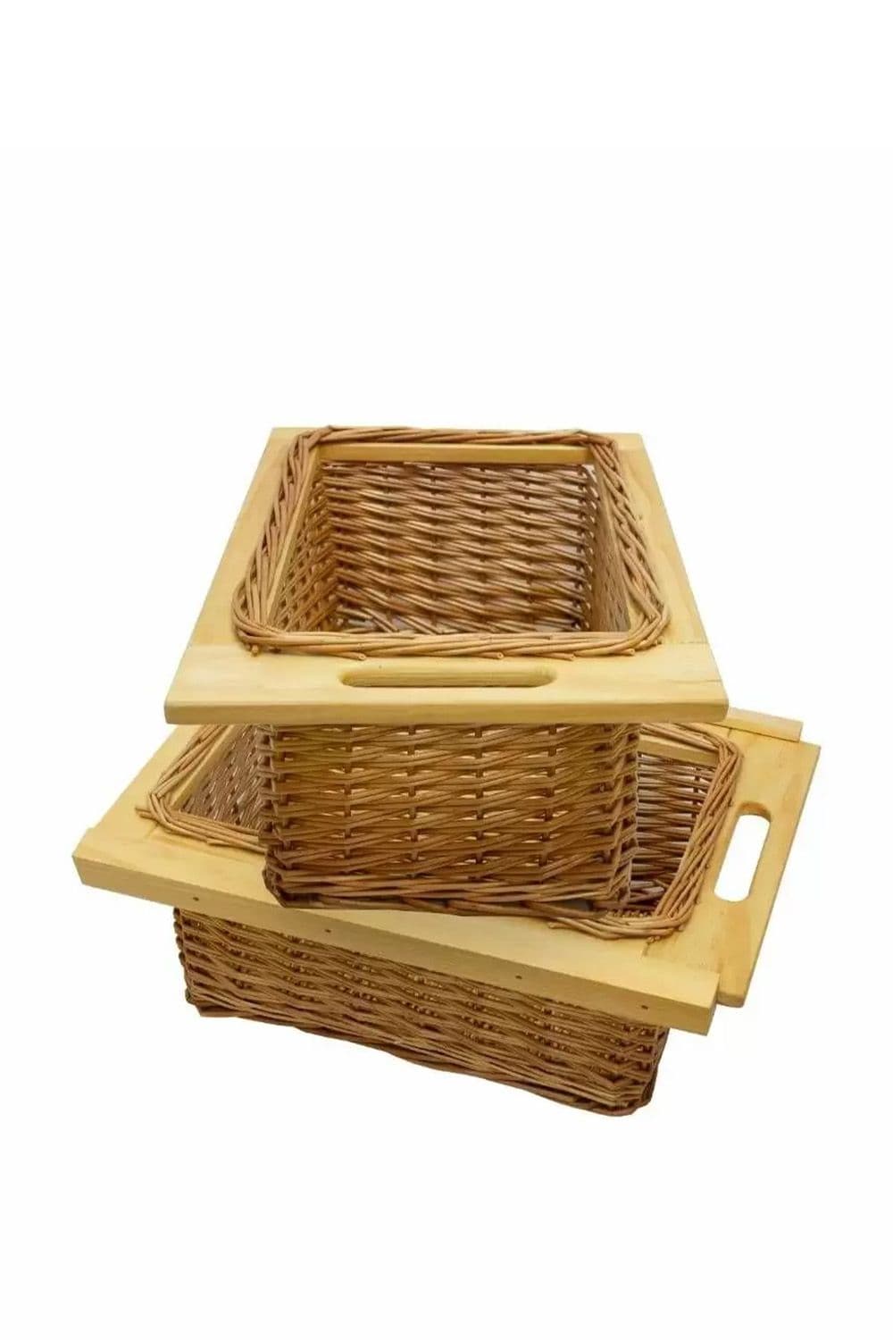 2 x Pull Out Wicker Kitchen Baskets 400mm