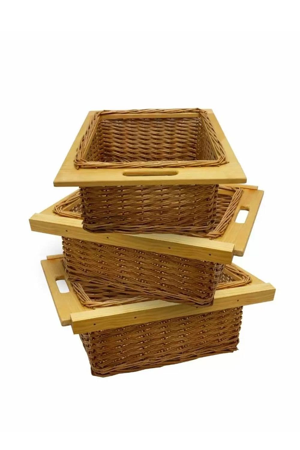 3 x Pull Out Wicker Kitchen Baskets 400mm
