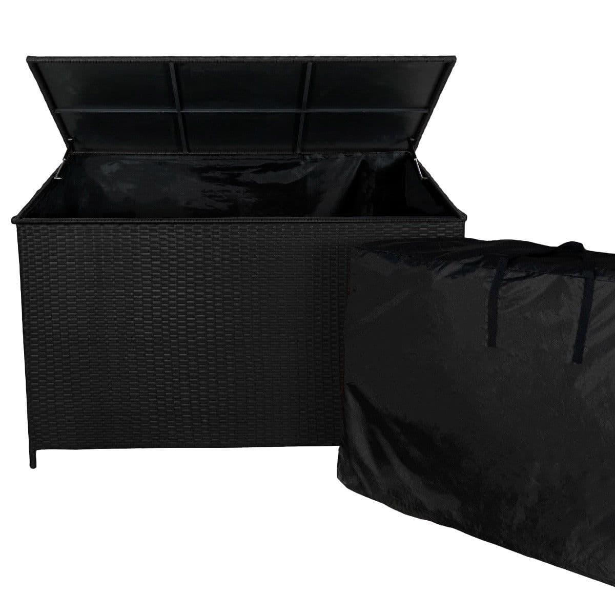 Rattan Garden Storage Box & Waterproof Carry Bag Large