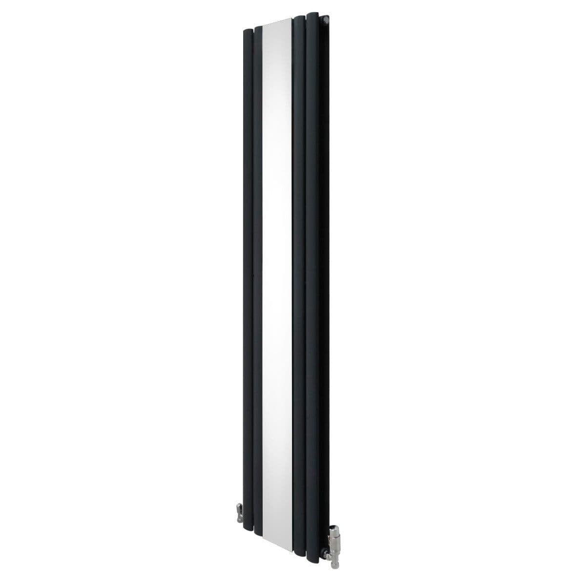 Oval Mirror Radiator & Valves 1800mm x 380mm Anthracite