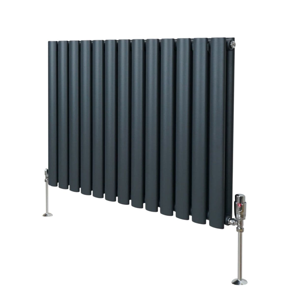 Oval Column Radiator & Valves 600mm x 780mm Anthracite