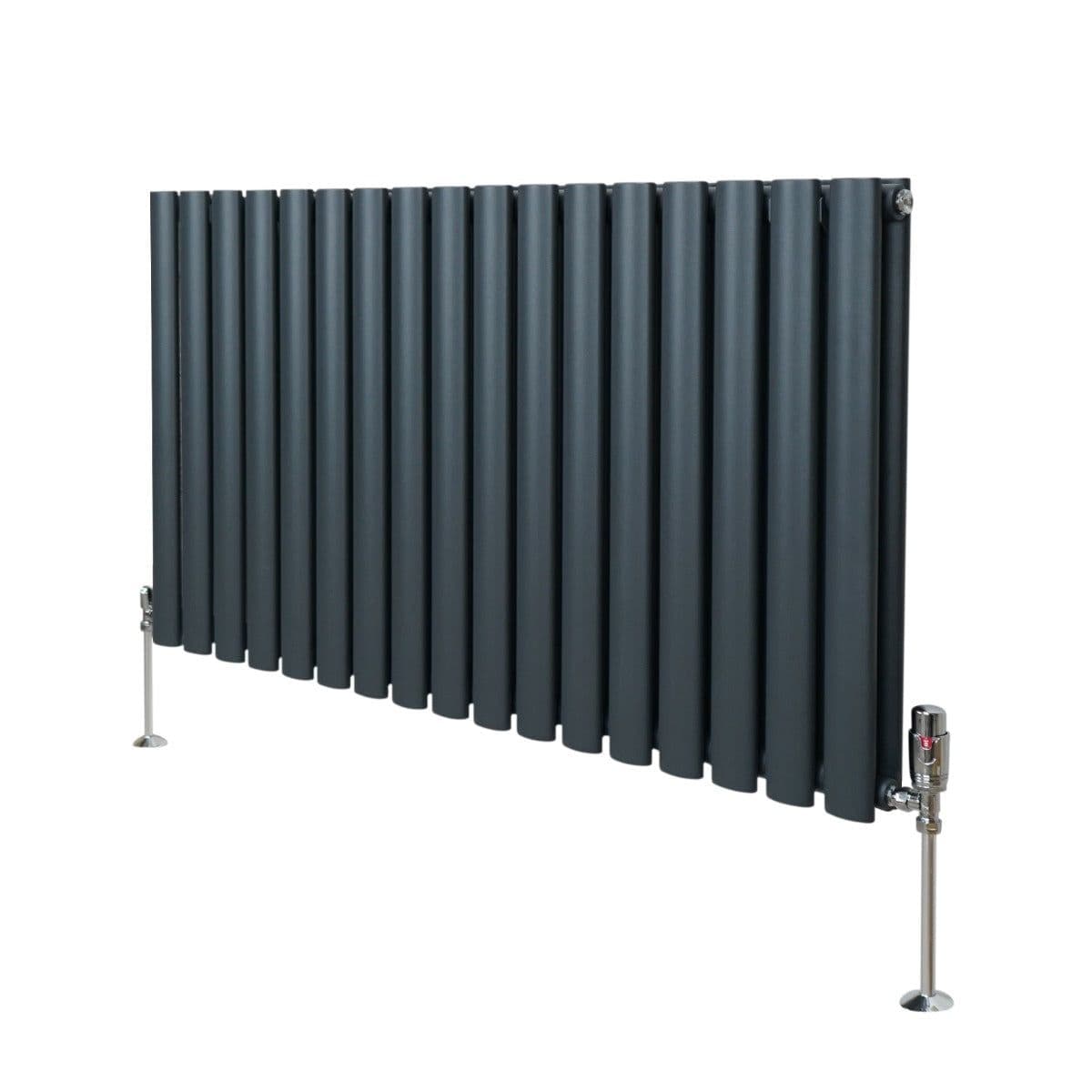 Oval Column Radiator & Valves 600mm x 1020mm Anthracite