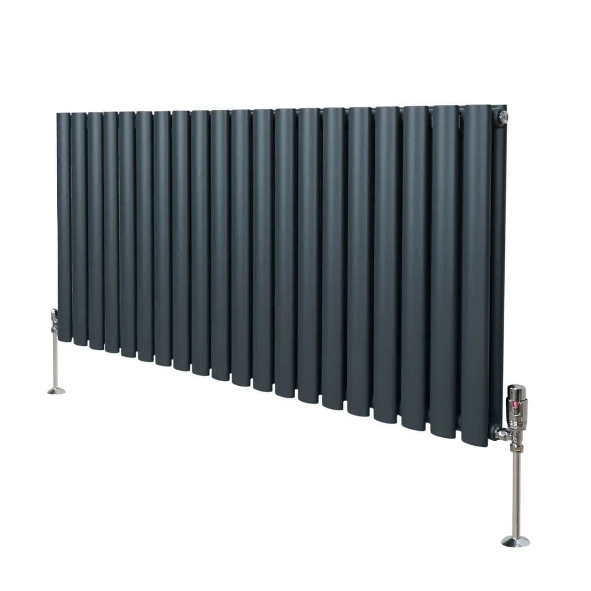Oval Column Radiator & Valves 600mm x 1200mm Anthracite