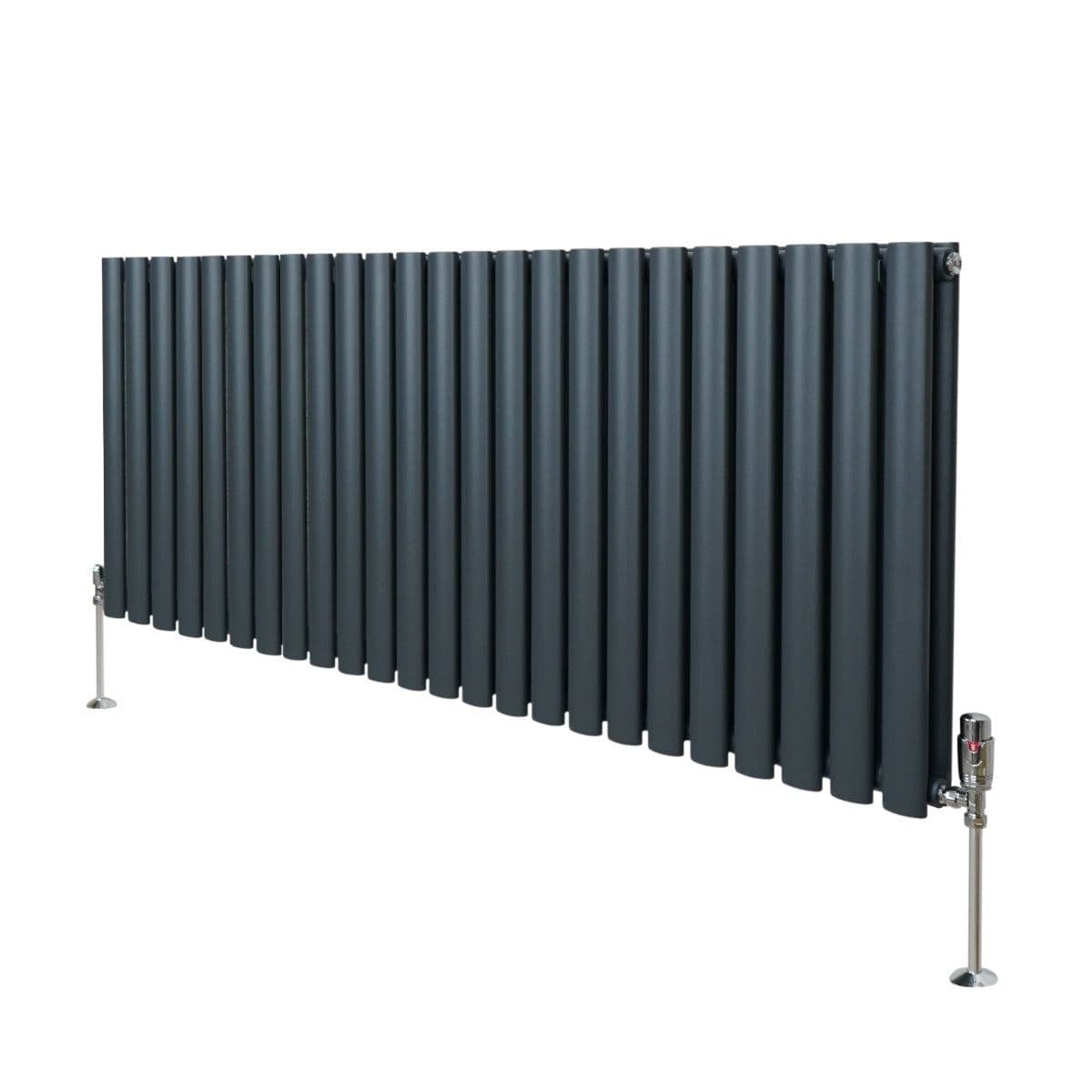 Oval Column Radiator & Valves 600mm x 1440mm Anthracite