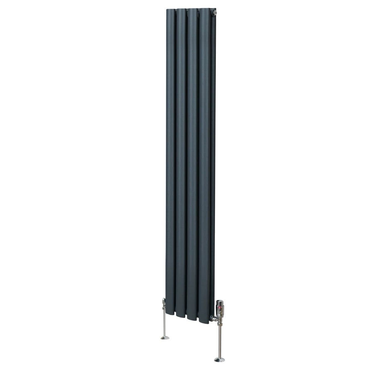 Oval Column Radiator & Valves 1600mm x 240mm Anthracite