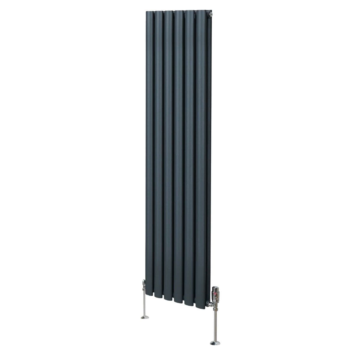 Oval Column Radiator & Valves 1600mm x 360mm Anthracite