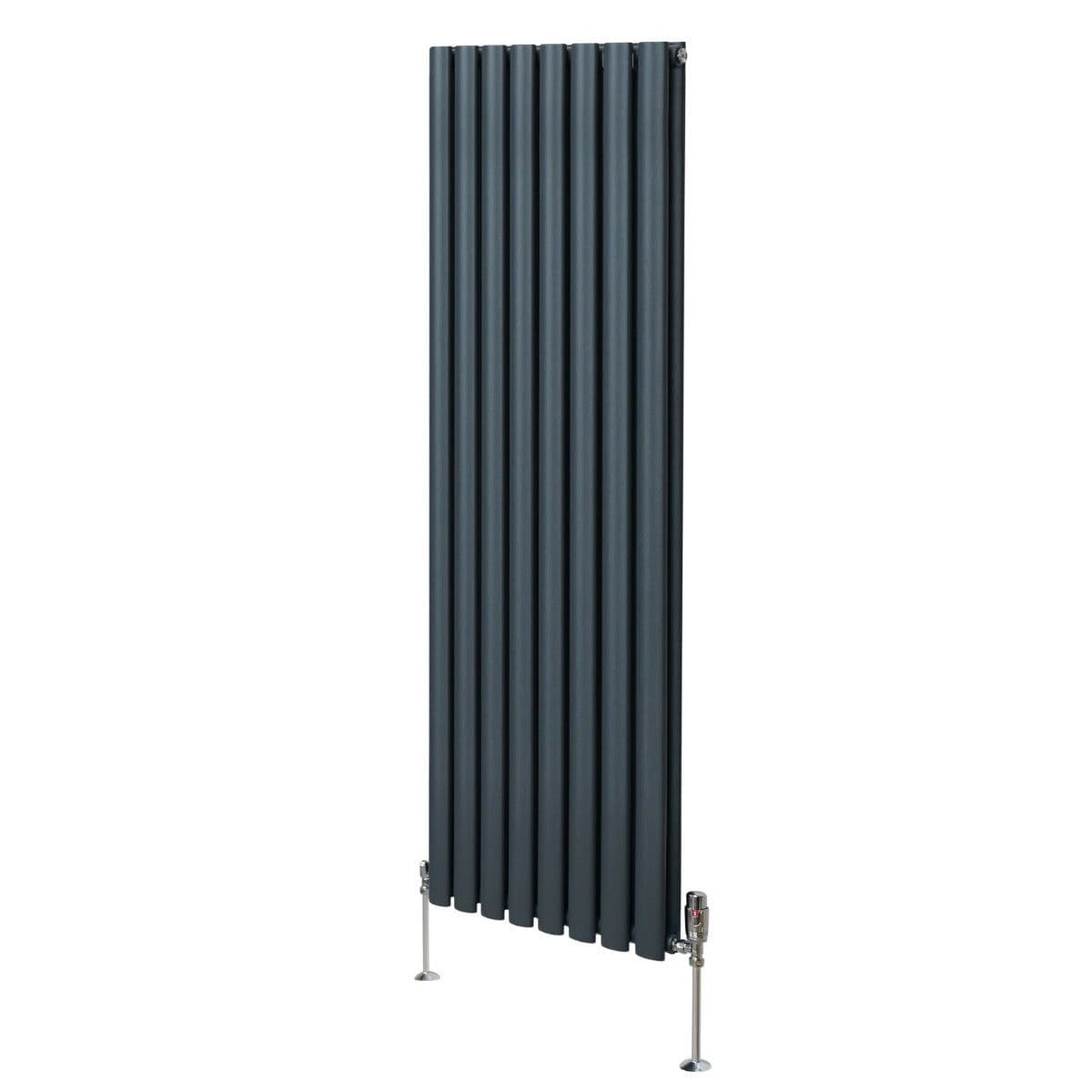 Oval Column Radiator & Valves 1600mm x 480mm Anthracite