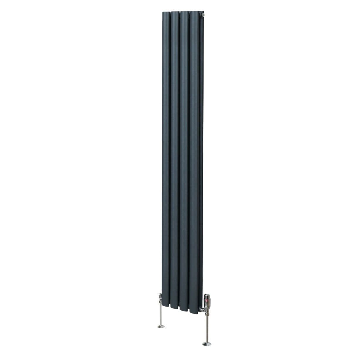 Oval Column Radiator & Valves 1800mm x 240mm Anthracite