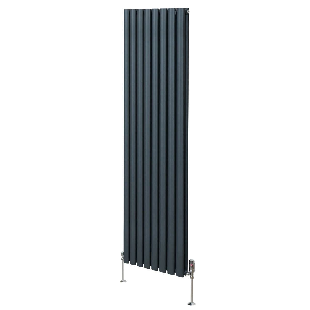 Oval Column Radiator & Valves 1800mm x 480mm Anthracite