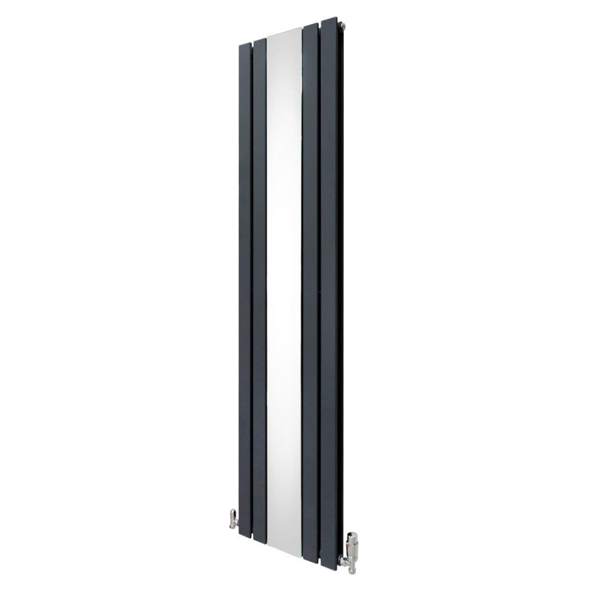 Flat Mirror Radiator & Valves 1800mm x 425mm Anthracite