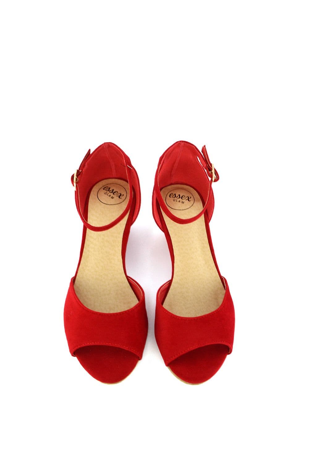 XY London Women's 'Lottie' Peeptoe Mid Wedge Heel Sandals in Red | Size: 8
