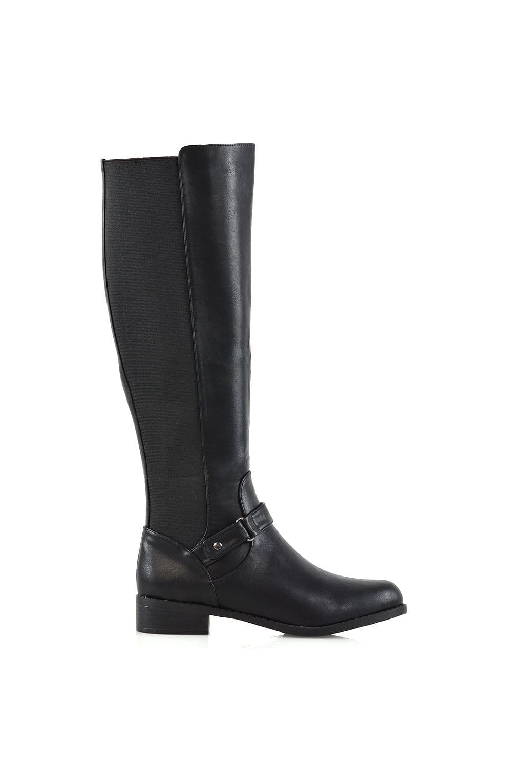 XY London Women's 'Mikayla' Elasticated Knee High Boots in Black | Size: 7