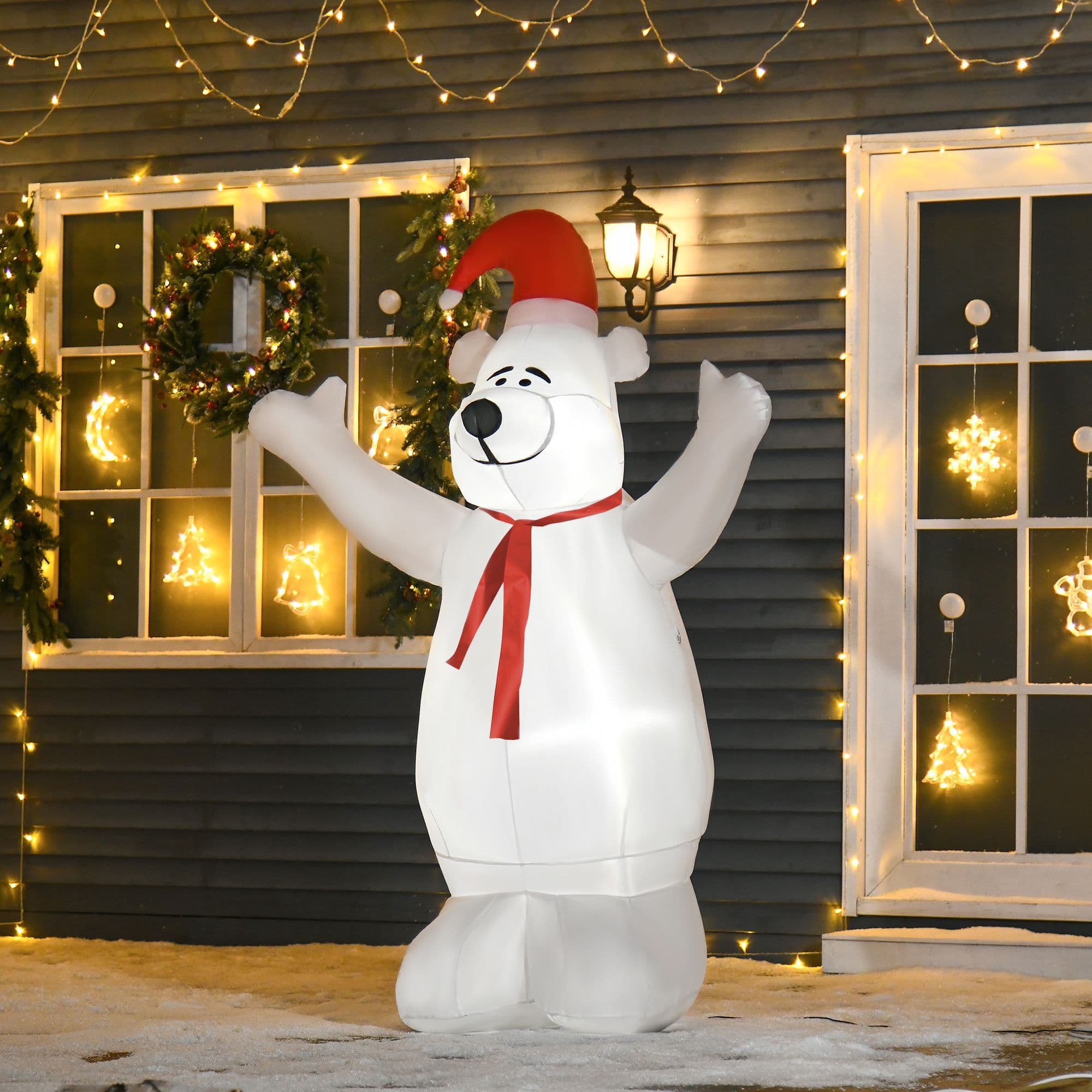 Outdoor Inflatable Bear Lighted Airblown Projection Christmas